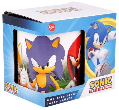 Sonic Iconic Tasse en céramique avec personnages de dessin animé 325 ml dans un coffret cadeau pour Noël, anniversaire, cadeau parfait (Sonic)