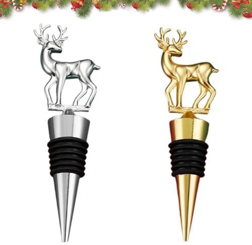 2 Stück Weinflaschenverschluss Wein Stopper Weinverschluss Hirschkopf Flaschenverschluss Hirsch Sektverschluss Flaschenverschluss Weinflaschen Geschenk für Weinliebhaber Und Weihnachten