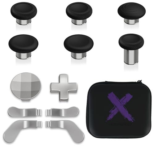 eXtremeRate 13 in 1 Palette Paddles Levette Analogiche Dpad Metallo per Xbox Elite Series 2 Wireless Controller,Analogici Magnetici Tasti per Xbox Elite Series 2 Joystick-Argento