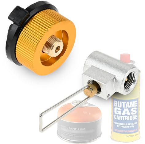 Hicello Camping Gas Canister Refill Adapter for Isoutane/Butane Canister Kit | Lindal Valve | Portable Outdoor Camping Gas Tank Adapter Converter
