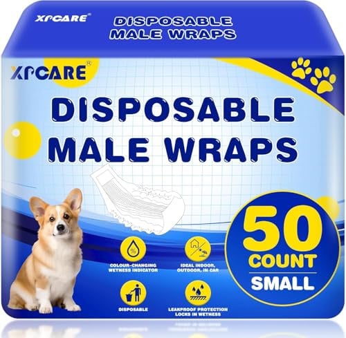 XPCARE 50 Count Disposable Dog Diapers Male with Wetness Indicator(Small)