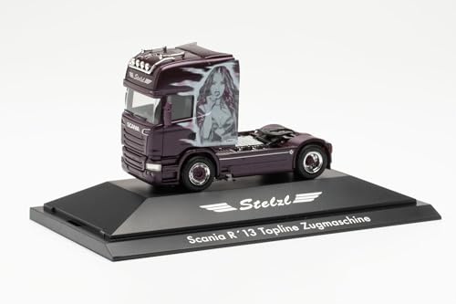 herpa LKW Modell Scania R '13 TL Zugmaschine Stelzl Transporte (Bayern/Heideck), Miniatur im Maßstab 1:87, Sammlerstück, Made in Germany, Kunststoff