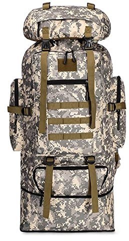 TMTGTS Wanderrucksack 100L Große Kapazität Rucksack Wasserdicht Outdoor Camping Sport Rucksäcke Reiserucksack Camping Bergsteigen Outdoor Sport Rucksack Camouflage Herren Damen Fluchtrucksack