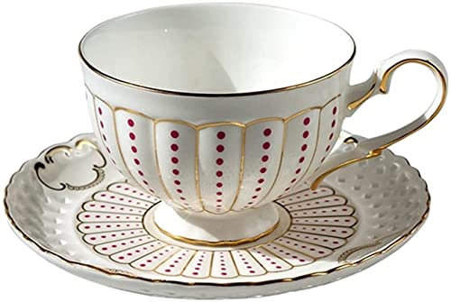 YIHANSS Leichtes Luxus-Kaffeetassen- und Untertassenset aus Knochenporzellan mit Henkel, Milchbecher, Trinkbecher, Teetasse, 8,11 Unzen/240 ml (Farbe: A)
