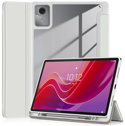 YRH Funda para Lenovo Tab M11 con soporte para bolígrafo de 11 pulgadas 2024, [Auto Wake/Sleep] Transparente Back Cover for Tablets Lenovo M11 [TB330FU /TB330XU] (Gris)