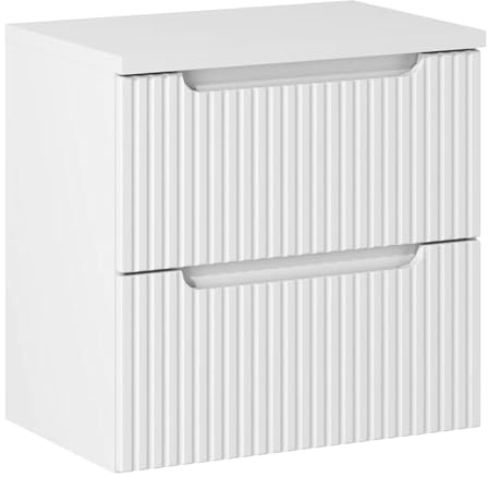 Lomadox Badezimmer Waschtischunterschrank 60cm, weiß mit gerillter Front
