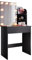 SONNI Schminktisch, Frisiertisch mit Spiegel, LED-Beleuchtung, Schubladen, 3 offene FÄcher, 3 Lichtmodis,10 Helligkeitsstufen, Kosmetiktisch, Make-up Tisch, Schlafzimmer, Schwarz, 70x40x140cm