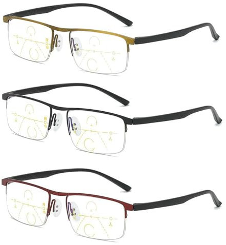 stroyayo 3 Stück Brille für Nah Und Fern,Multifokale Brille,Progressive Multifokale Lesebrille,Fokus Einstellbare Brille,Outfany Intellireaders,Dual-Use-Lese-Brille für Nah Und Fern