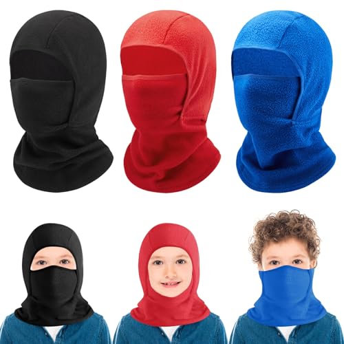 ZOCONE 3 passamontagna per bambini, invernale, antivento, maschera da sci per bambini, maschera da sci per ragazze e ragazzi Balaclava, a, 4-13 Jahre