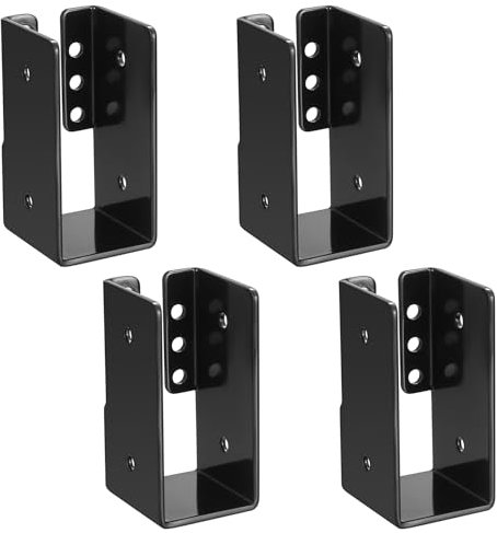 4 Pz Staffa Scarpa per Travi di Legno, Staffa per Travi, Supporto Ancoraggio per Trave-palo, Staffe di Supporto Connettore Scarpe per 50x100mm Travi in Legno Tettoia Pali Costruzione Gazebo Legname