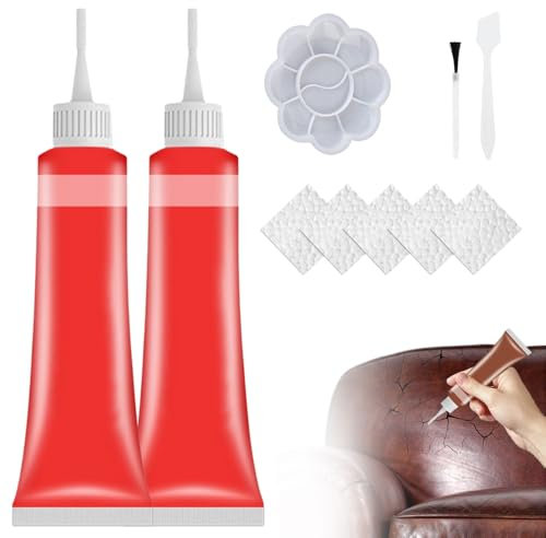 heepqy Leder Reparatur Set, 2024 Neu Lederreparatur Creme, Fortschrittliches Lederreparaturgel, Flüssigleder für Autositze, Sofas, Lederbekleidung, Ledertaschen, Reparatur und Renovierung (Rot)