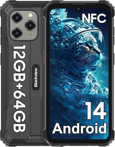 Blackview BV5300Pro Movil Resistente, 64GB+12GB/2TB móvil rugerizado Android 6580mAh, 6.1 Display, 13MP+8MP, Teléfono para Obras Resistente al Agua 4G Dual SIM, NFC/GPS/IP69K/3 años de garantía