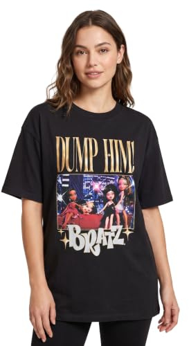 Bratz Womens Black Short Sleeve Graphic Tee | Dump Him Dolls T-Shirt | Pop Culture Crew Neck Cotton Blend Top | Fashion for Teens & Tweens