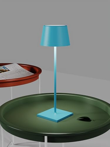 MU LIN Lampada da Tavolo 841 Touch Cordless - Lampada Interno e esterno, Dimmerabile, Ricaricabile USB, Portatile, 3000K-4500K-6500K, Lungo Durata, Luce fredda e calda AZZURRO