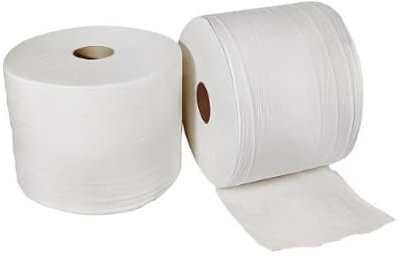 2 Bobinas 800 mts de Papel Industrial Mecánico de Pasta de Celulosa Blanca Virgen 2 capas Acabado Gofrado Cosido Gran Absorción por su Celdeado Especial Máximo Volumen de Absorción por cm2.