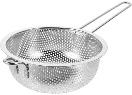 Warmhm Scolapasta in Acciaio Inox Con Manico - Colino Da Cucina Piccolo Con Fori Da 15 Cm Per Scolare Pasta e Verdura - Setaccio Multifunzionale Per Alimenti