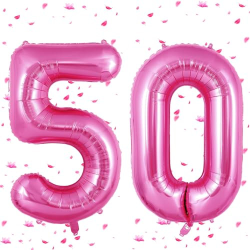 Rosa Pink Luftballon 50,Zahlen Luftballons rosa pink,40 Zoll Rosa Pink Folienballon 5&0,Zahlenballon 50 Helium Ballon 50 Geburtstag für Geburtstagsdeko Frau Mann Jubiläum Party Deko