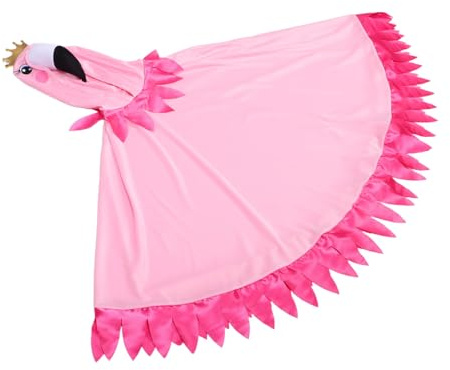 DEARMAMY Cape de Flamant Rose à Capuche pour Adultes, Tissu Léger, Imprimé Cartoon Unique, Déguisement Unisexe pour Halloween et Fêtes à Thème
