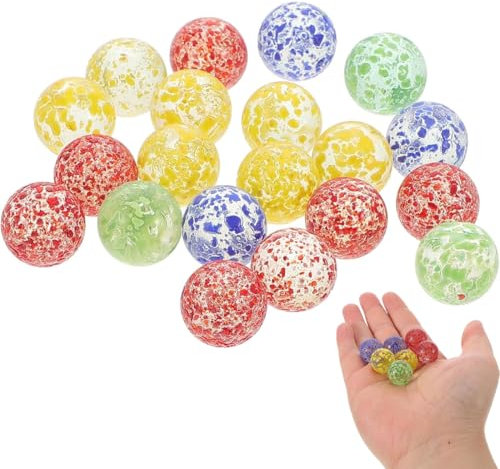 OUDQFCJ 20 Pieza Canicas de Cristal, Canicas para niños, Puntos Multicolor para Juegos de Carreras de canicas, Bricolaje y decoración del hogar
