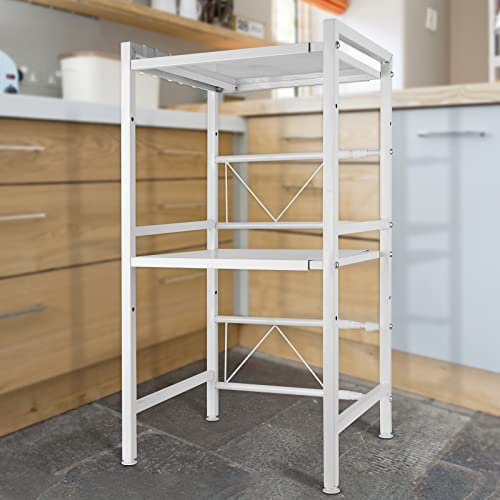 Griglia estensibile in metallo per forno a microonde, a 2 ripiani, regolabile, per lattine e bottiglie, può contenere fino a 25 kg, bianco (40/64 x 36,5 x 78 cm)