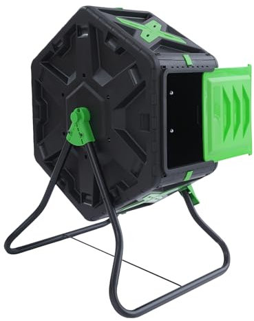Tumbling Composteur rotatif à 360 ° pour jardins, balcons, cours, cuisines, économiques et pratiques, noir et vert 70 l