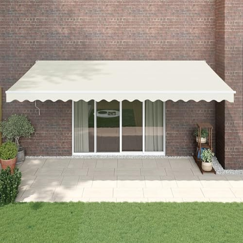 IKAYAA Toldo Motorizado 5 x 3 m, Toldo Eléctrico Retráctil,Toldo Articulado Eléctrico con Mando a Distancia, Toldo Brazo Extensible para Terraza, Jardín, Crema y Blanco