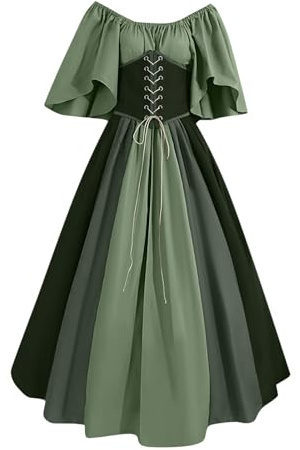 AEGJEGVD Robe Victorienne Reine Femme Robe dentelle deguisement Medieval de SoiréE Vintage Grande Médiévale RéTro Dress Maxi à Manches Flares à Lacets Dress DéGuisement Carnaval Victorien Pas Cher