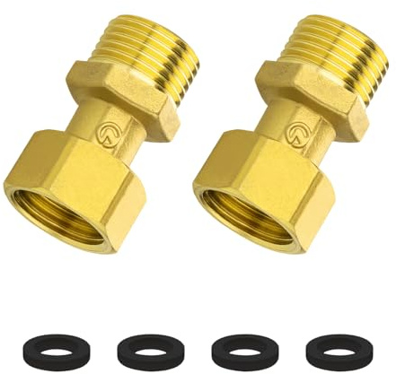 Shwdsy 2 raccordi a vite in ottone 3/4 pollici, raccordo a vite DN20, guarnizione piatta, con 4 anelli di tenuta, raccordo in ottone per acqua e sistemi di riscaldamento