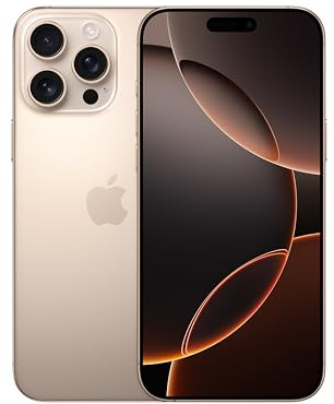 Apple iPhone 16 Pro Max 256 GB: 5G Mobile phone with Apple Intelligence, Camera Control, A18 Pro Chip and a Huge Leap in Battery Life. Works with AirPods; Desert Titanium (Renewed)