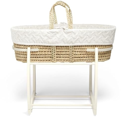 Mamas & Papas Moses Basket - White Cable Knit