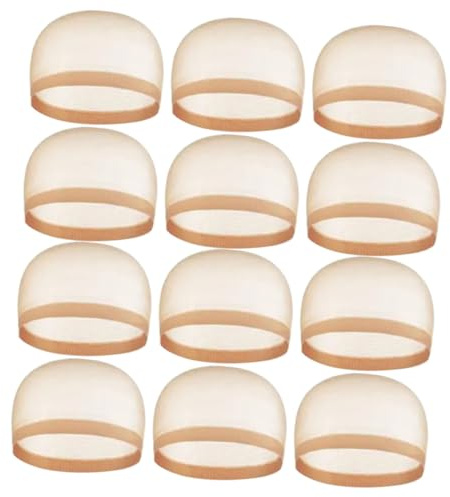 Healvian 12 Stück Hochelastische Spitzenperückennetzkappen Atmungsaktive Perückenhüte Elastische Haarnetze für Damen und Herren Komfortabel Schweißabsorbierend Friseuraccessoire