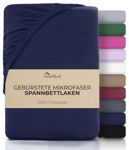 NatureMark Mikrofaser Spannbettlaken – weich, atmungsaktiv und pflegeleicht – hautfreundlich, schnelltrocknend und formstabil - 180x200 cm, Navyblau