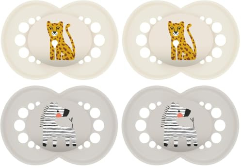 MAM | Sucette Original Animaux 18+ mois (2 pièces) coloris aléatoire – Tétine en silicone symétrique et anatomique – Tétine bébé avec boîte de transport et de stérilisation (Lot de 2)