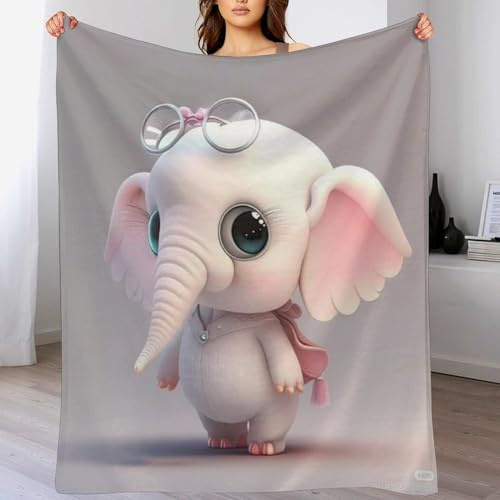 Fleece Decke Elefant, Kuschelweiche Flauschige Fleece Decken Für Couch, Sofa, Bett, Warme Decken Mikrofaserschläfchendecke, （100×130cm）