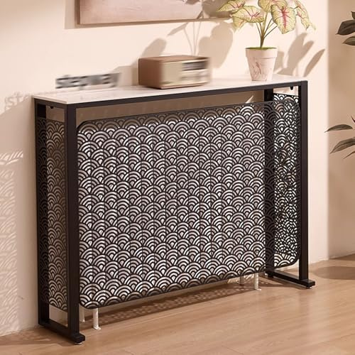 HOLGVE Metal Radiator Shelf for Home Hollow Heater, Cover Radiator Shelf with Adjustable Foot Pads, Behind Couch Table for Living Room Bedroom Entrance(Black,47.2in/120cm)