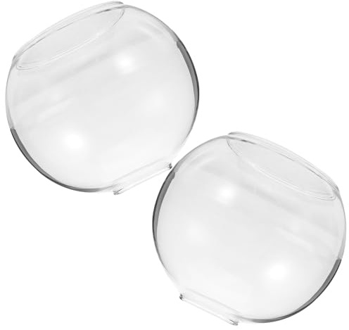 Angoily 2 Stück Klarer Glasschirm Ø150mm mit Zwei Öffnungen Runder E27 Lampenschirm aus Klarglas Ersatzschirm für Pendelleuchten und Deckenleuchten