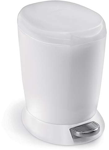 simplehuman CW1318 cubo redondo con pedal, plástico blanco, 6 L