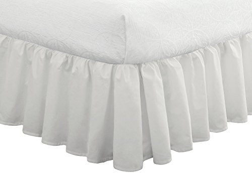 Fresh Ideas Bedding Bettrock mit Rüschen, Klassische 35,6 cm Länge, Gerafftes Design, Cali King, Weiß