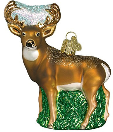 Old World Christmas Whitetail Deer Glass Blown Ornament for Christmas Tree, Handcrafted Holiday Decoration, Wildlife Animal Collection