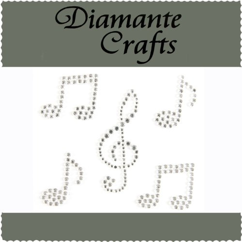 Diamante Crafts 5 x Clear Diamante Music Notes Self Adhesive Craft Rhinestone Embellisment Gems - created exclusively