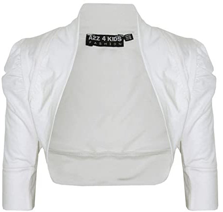 New Kids Girls Ruched Sleeve Stylish Shrug Bolero Cropped Cardigan 2 3 4 5 6 7 8 9 10 11 12 13 Years Cream