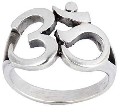 Silverly Frauen Männer 925 Sterling Silber Om Aum Ohm Hindu Sanskrit Klobig polierte Ring