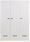 PEGANE Armoire avec 3 Portes + 3 tiroirs Blanche en pin Massif, H195 x L140 x P53 cm