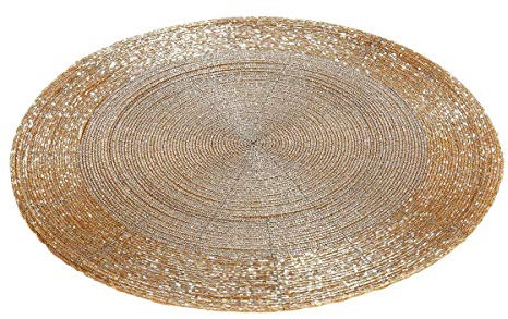 Platzset Glasperlen, 35 cm, Gold, 4er Set