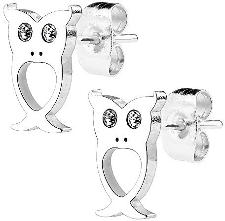 Mianova Ohrringe Stecker Ohrstecker Studs Klein mit Eulen Silber mit Kristallen für Damen Kinder