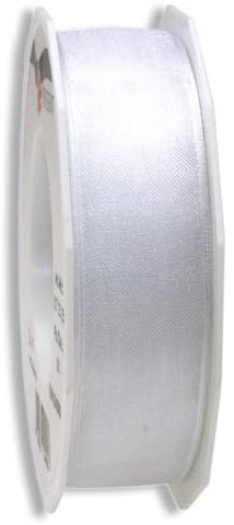 Geschenkband Organza, Drahtkante, Organzaband, Dekoband, Weiß, 25 mm x 25 m, 1 Rolle(n)