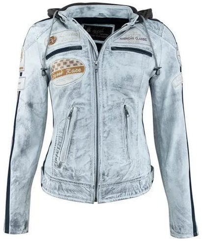 Urban Leather 58 Veste de Moto avec Protections - Femme - Gris vintage - 5XL/52