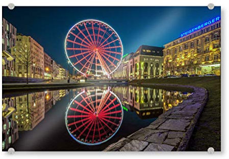 artboxONE Acrylglasbild 30x20 cm Städte/Düsseldorf Düsseldorf Corneliusplatz bei Nacht - Bild Düsseldorf