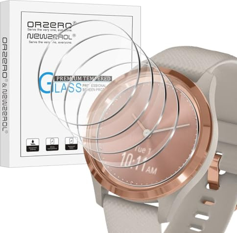4 Stück Display Glasschutz Schutzfolie Kompatibel für Garmin Vivomove 3S | 2.5D Arc Edges 9H Glas Displayschutz Anti-Kratzer blasenfrei Schutzfolie - Transparent