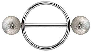 eeddoo® Stahl - Nipple Shield - Sandgestrahlt (Piercingschmuck Intim Brustwarze Brust silber für Damen und Herren)